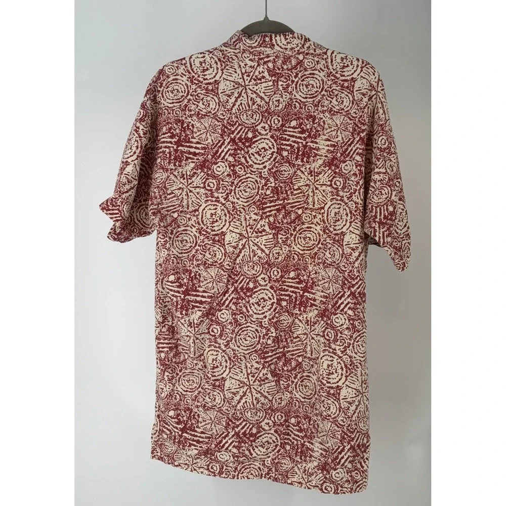 Jimmy Z Shirt Mens Large Red Linen Cotton Surf Skate Vintage 80s Button Canvas
